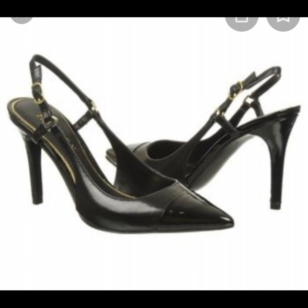 👠Ralph Lauren black pointed toe slingback heels. Size 8.5